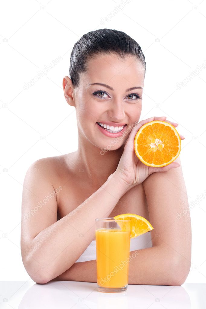 Beautiful girl with natural juice
