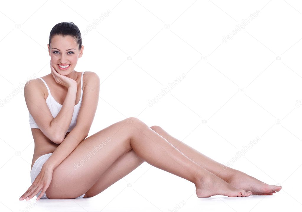 Woman satisfied with her skin
