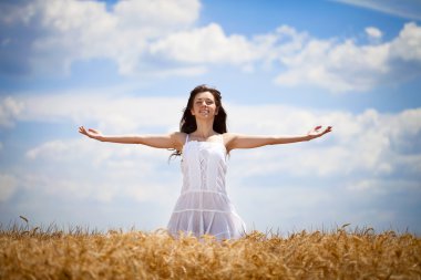 Woman in summer field clipart