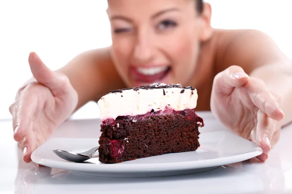 여자와 케이크 — 스톡 사진