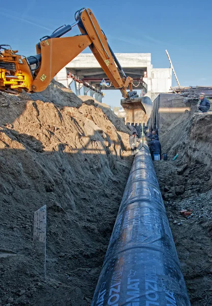 Pipeline auf Baustelle — Stockfoto