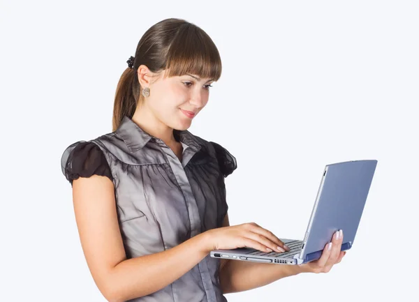 Beautiful girl with laptop — Stock Photo, Image