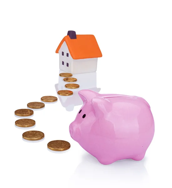 Coin bank and house — Stock Photo, Image