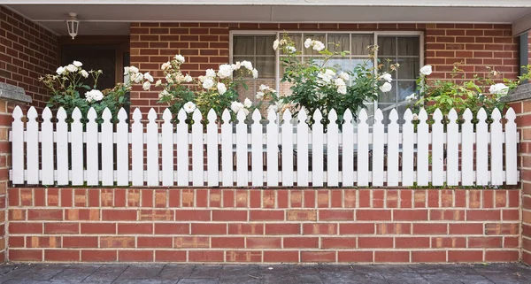 stock image Entrance with white fence