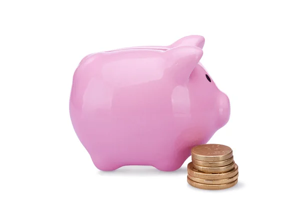 Piggy banks and coins — Stock Photo, Image