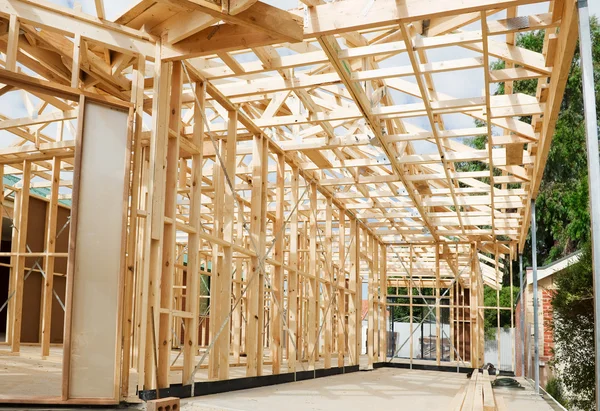 stock image New home construction framing.