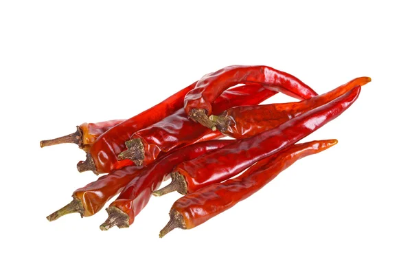 Red hot chili peppers on white — Stock Photo, Image