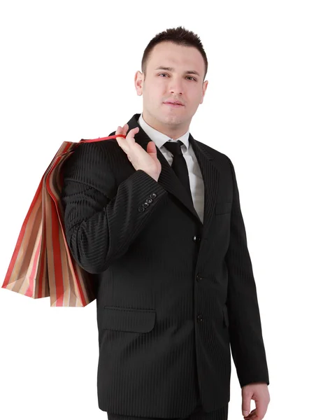 Üzletember, a bevásárló táska — Stock Fotó