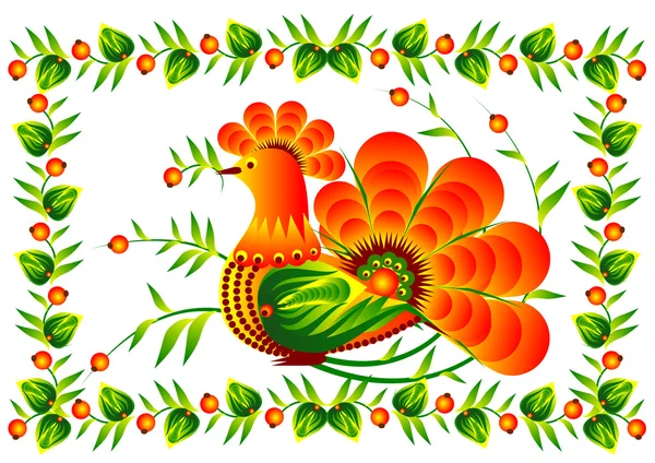 Pájaro en el vector decorativo de flores EPS10 — Archivo Imágenes Vectoriales