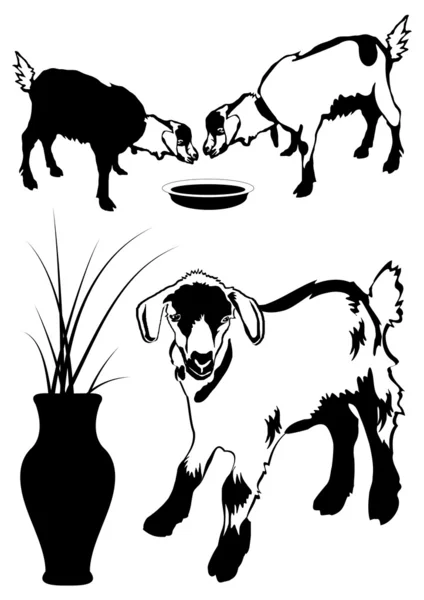 白い背景の上のヤギ シルエット ベクトル eps10 — ストックベクタ