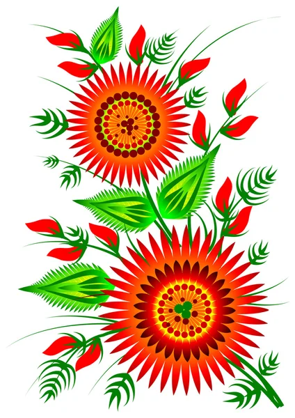 赤い花の装飾的な民俗要素ベクトルの eps 10 — ストックベクタ