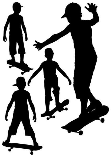 Хлопчик на скейтборді силует колекції вектор EPS10 — стоковий вектор