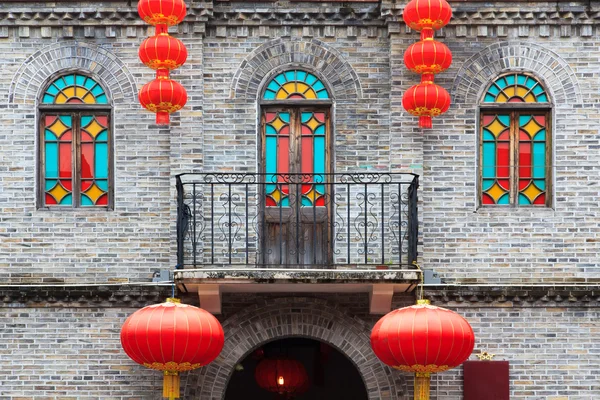 Chinese oude stijl gebouw gevel — Stockfoto