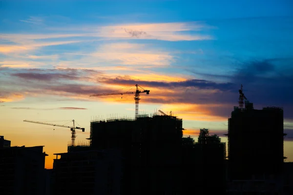 City construction at sunset — Stock Photo, Image