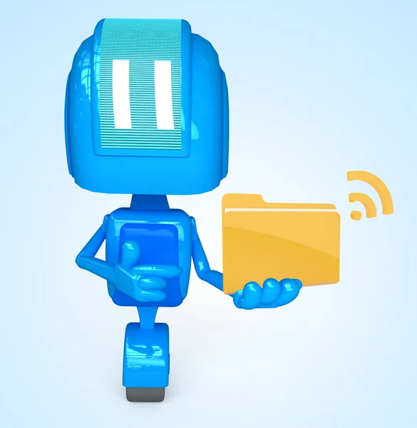 Robot holds wireless folder — Stock Photo, Image