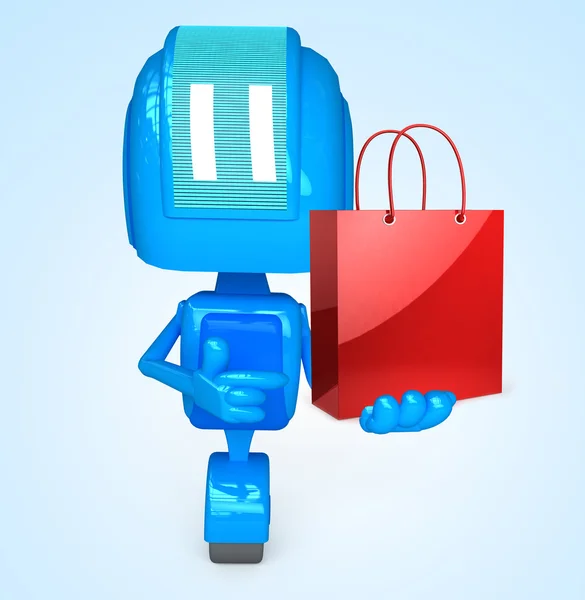Robot holds bag — Stock Photo, Image