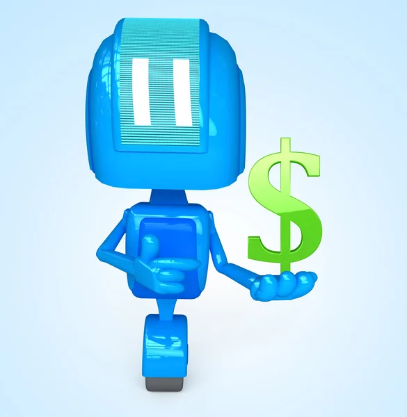 Robot dolar tutar — Stok fotoğraf