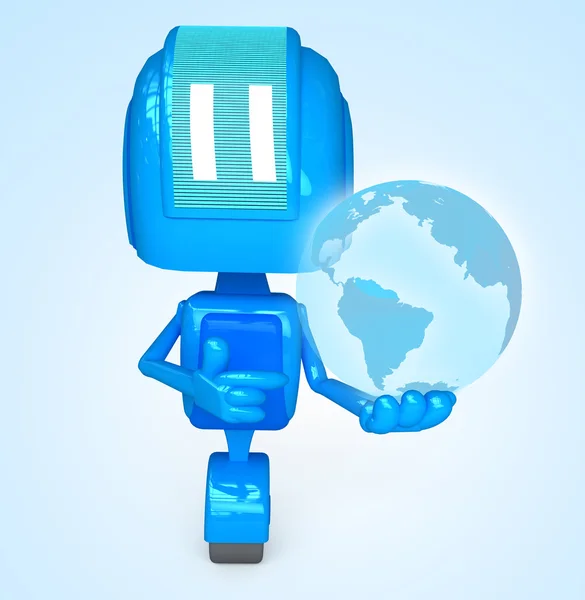 Robot holds earth — Stock Photo, Image