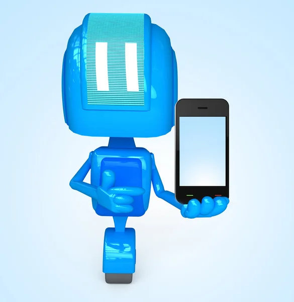 Robot holds phone — Stock Photo, Image