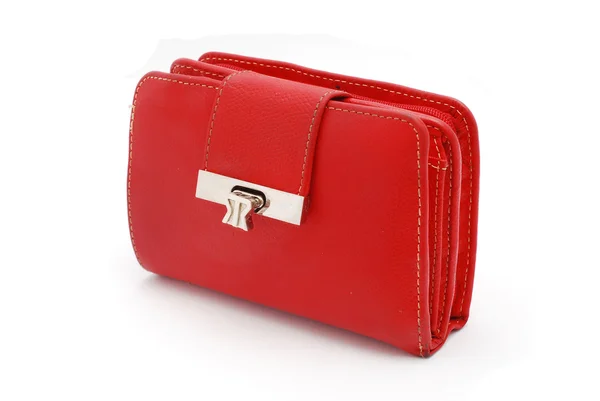 Kırmızı deri cüzdan — Stok fotoğraf