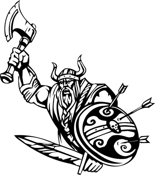 Hache Viking Avec Le Scandinave Ornemental Illustration Stock