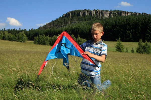 Αγόρι έκανε kite — Φωτογραφία Αρχείου
