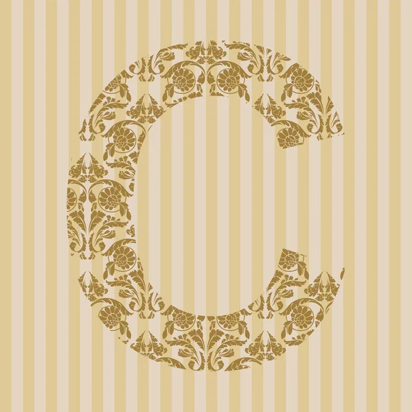 Floral lettertype. alfabet c — Stockvector