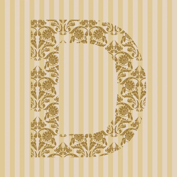 Floral lettertype. letter d — Stockvector