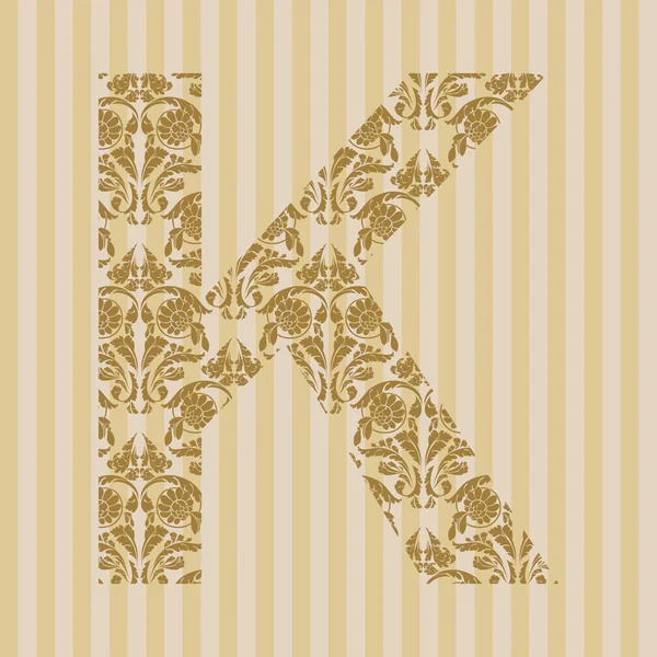 Цветочный шрифт. Буква K — стоковый вектор