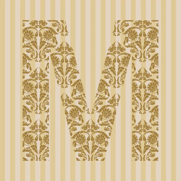Floral lettertype. alfabet m — Stockvector