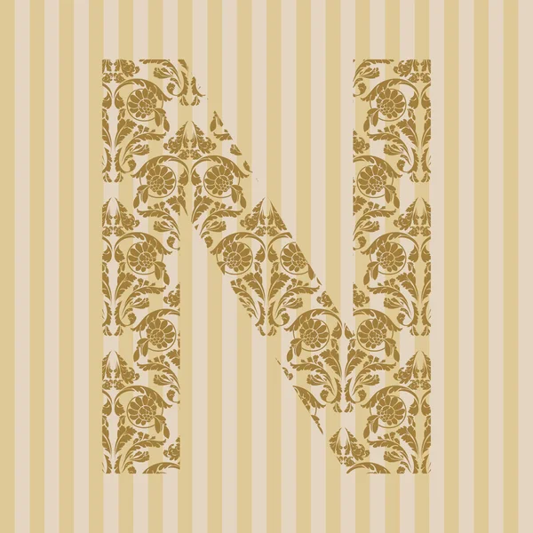 Floral lettertype. alfabet n — Stockvector