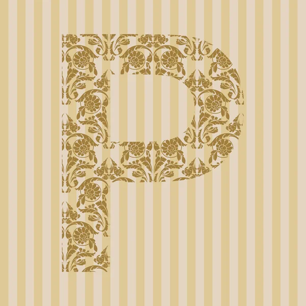 Floral lettertype. letter p — Stockvector