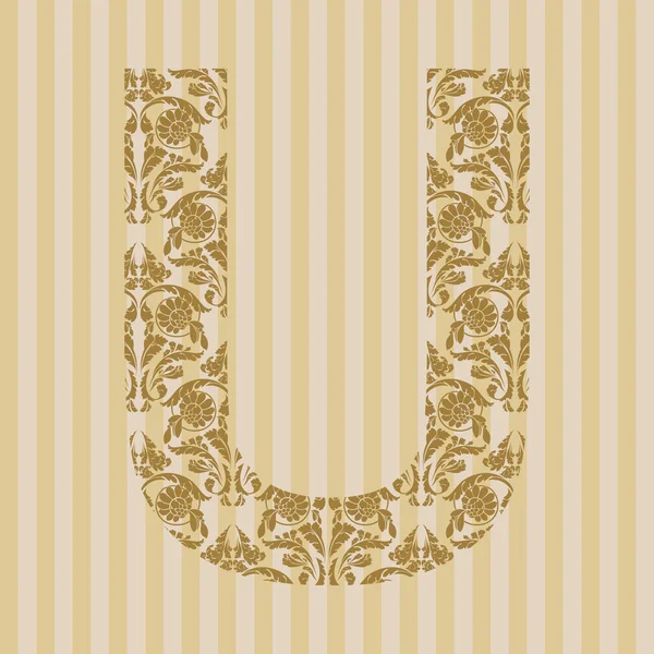 Floral lettertype. alfabet u — Stockvector