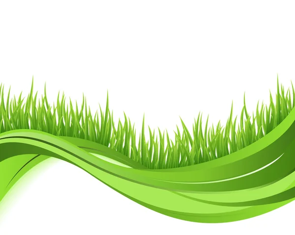 Зеленая трава на фоне волн природы. Эко-иллюстрация — стоковый вектор