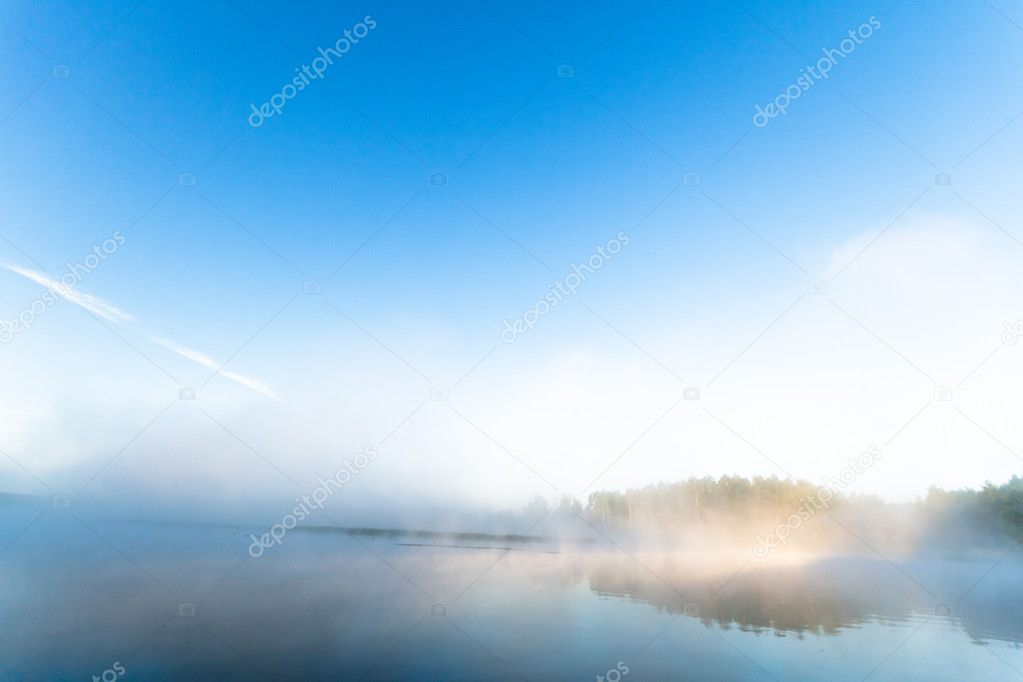 Fog near lake