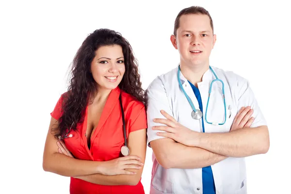 Due giovani medici felici — Foto Stock