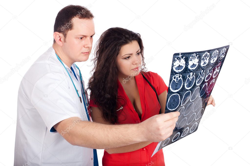 Doctors interpreting computed tomography (CT)