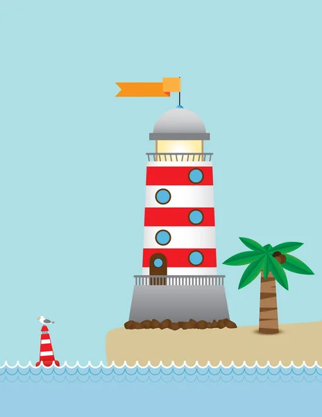 岛上的灯塔 — 图库矢量图片