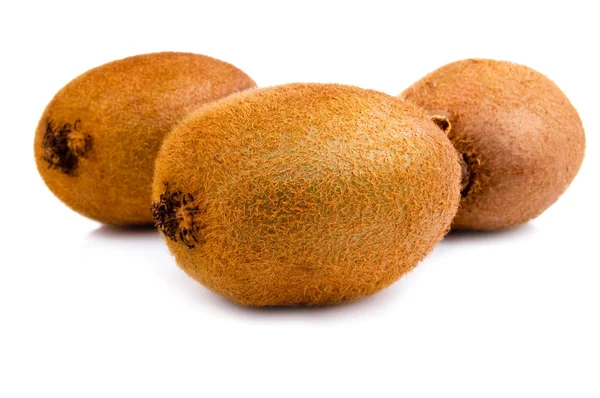 stock image Three whole mature kiwi fruit Isolated Located on White