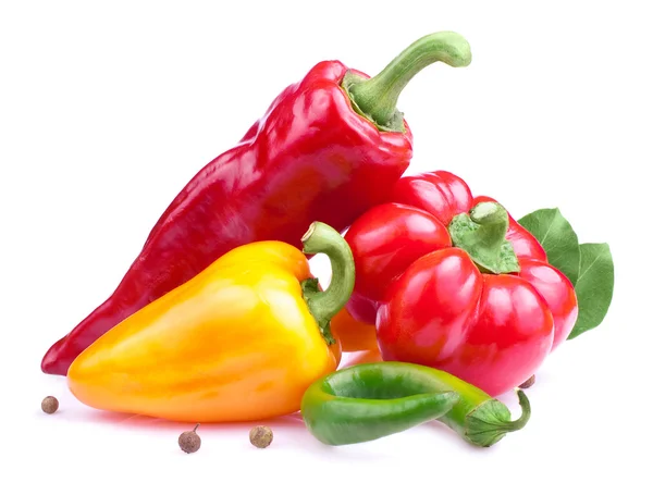 Paprika, rode peper, bitter, zoet en ratunda geïsoleerd op — Stockfoto