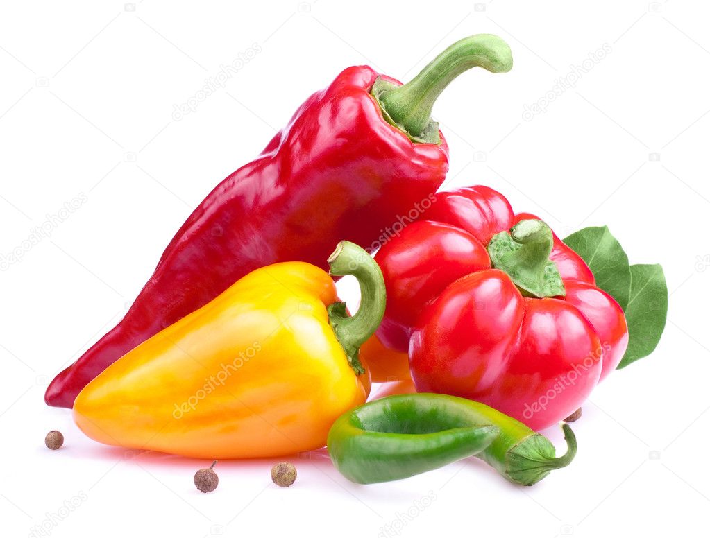 Paprika, Red Hot Pepper, bitter, sweet and ratunda Isolated on