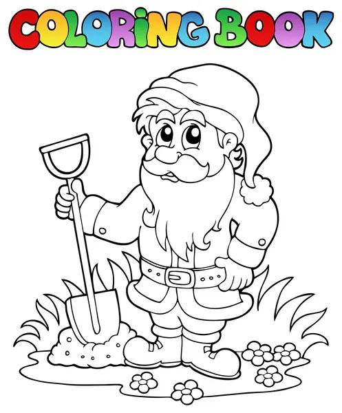 Coloring book cartoon garden dwarf — Stock Vector