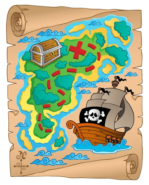 Parchment with treasure map 2 — Stockvector