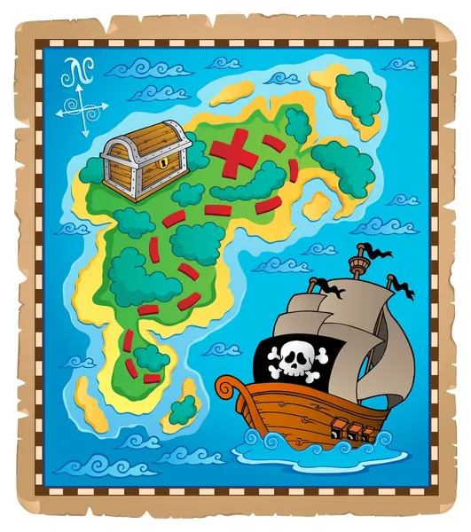 Immagine tema mappa del tesoro 2 — Vettoriale Stock