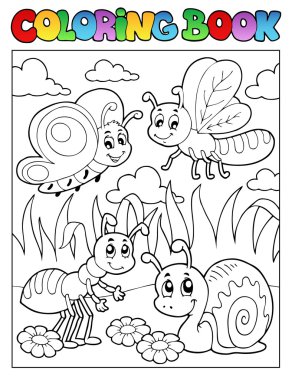 Coloring book bugs theme image 3 clipart