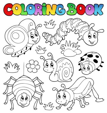 Coloring book cute bugs 1 clipart