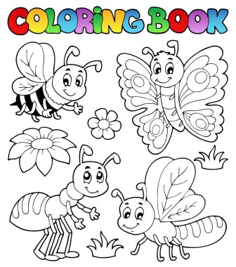 Coloring book cute bugs 2 clipart