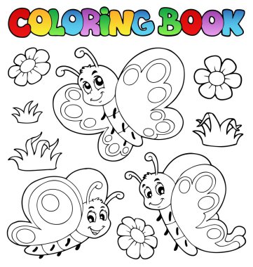 Coloring book with butterflies 2 clipart