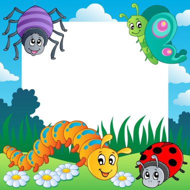 Frame with bugs theme 1 clipart