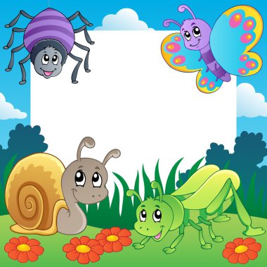 Frame with bugs theme 2 clipart